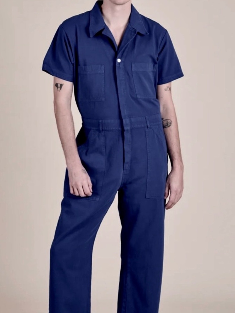 BIG BUD PRESS SHORT SLEEVE JUMPSUIT - NAVY XL